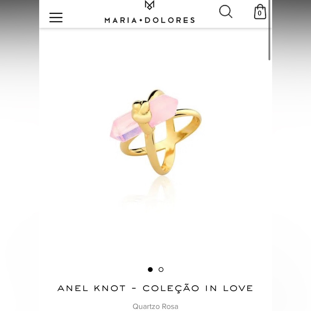 Gold plates ring with pink quartz from Brazilian designer Maria Dolores